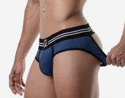 PUMP! Round2 Backless Briefs Jock Combo Ribbed Cotton Blue 12081 232