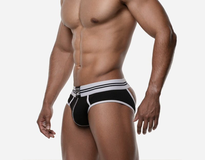 PUMP! Round2 Backless Briefs Ribbed Cotton Combo Jock Retro Black 12079 235
