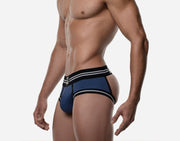 PUMP! Round2 Backless Trunk Ribbed Cotton Combo Jock Blue 15086 14