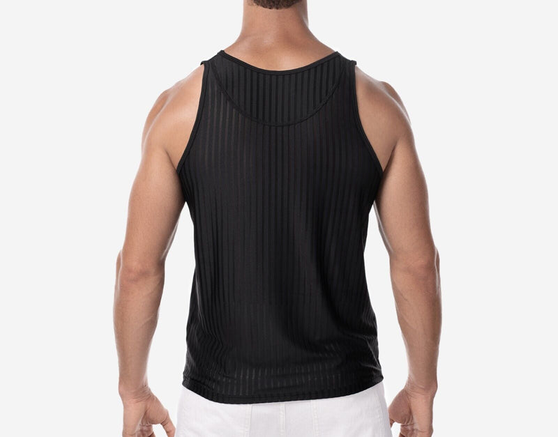 PUMP! Tanktop Whisper Sheer Stripes Form - Fitting Black Tank Top 14024 214