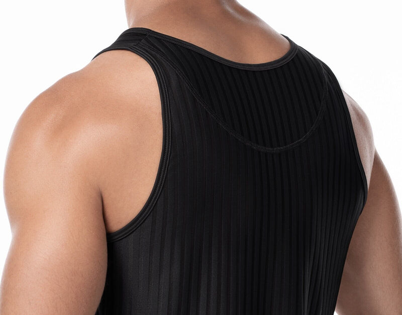 PUMP! Tanktop Whisper Sheer Stripes Form - Fitting Black Tank Top 14024 212