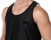 PUMP! Tanktop Whisper Sheer Stripes Form - Fitting Black Tank Top 14024 211