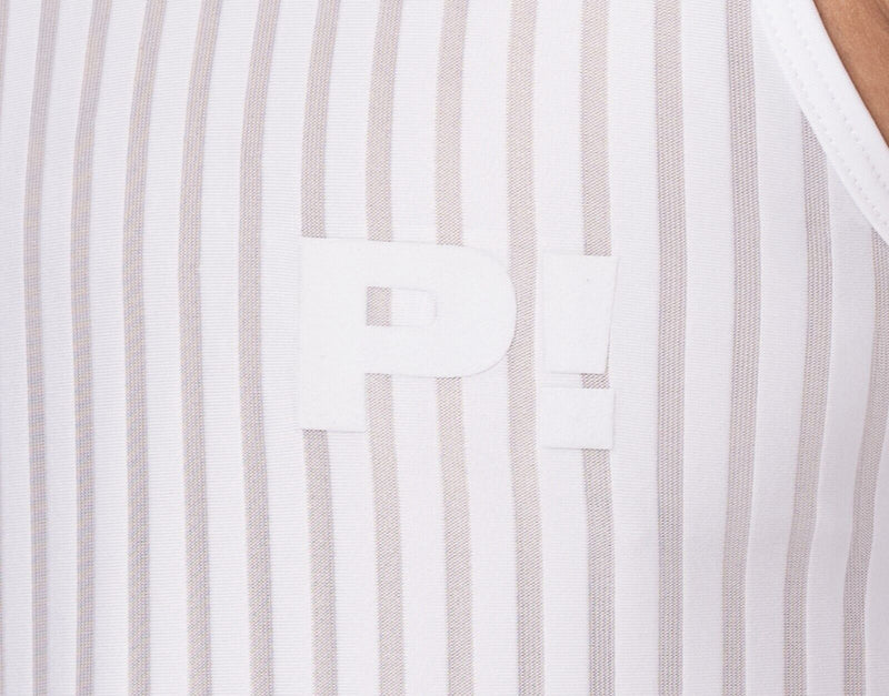 PUMP! Tanktop Whisper Sheer Stripes Form - Fitting White Tank Top 14025 216