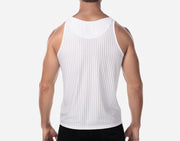 PUMP! Tanktop Whisper Sheer Stripes Form - Fitting White Tank Top 14025 215