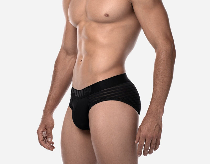 PUMP! Whisper Brief Subtly Sheer Stripes Nylon Cup 40mm Matt Black 120775