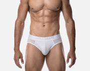 PUMP! Whisper Brief Subtly Sheer Stripes Nylon Cup 40mm Matt White 120783