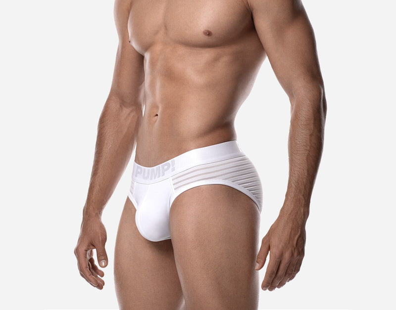 PUMP! Whisper Brief Subtly Sheer Stripes Nylon Cup 40mm Matt White 120784
