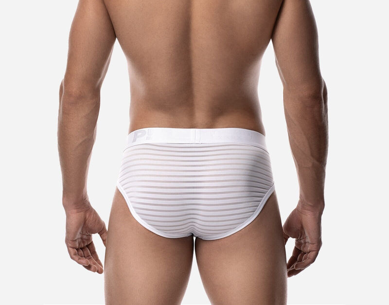 PUMP! Whisper Brief Subtly Sheer Stripes Nylon Cup 40mm Matt White 120785