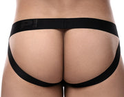 PUMP! Whisper Jock With Light Sheer Stripes in Matt Black Jockstrap 150824