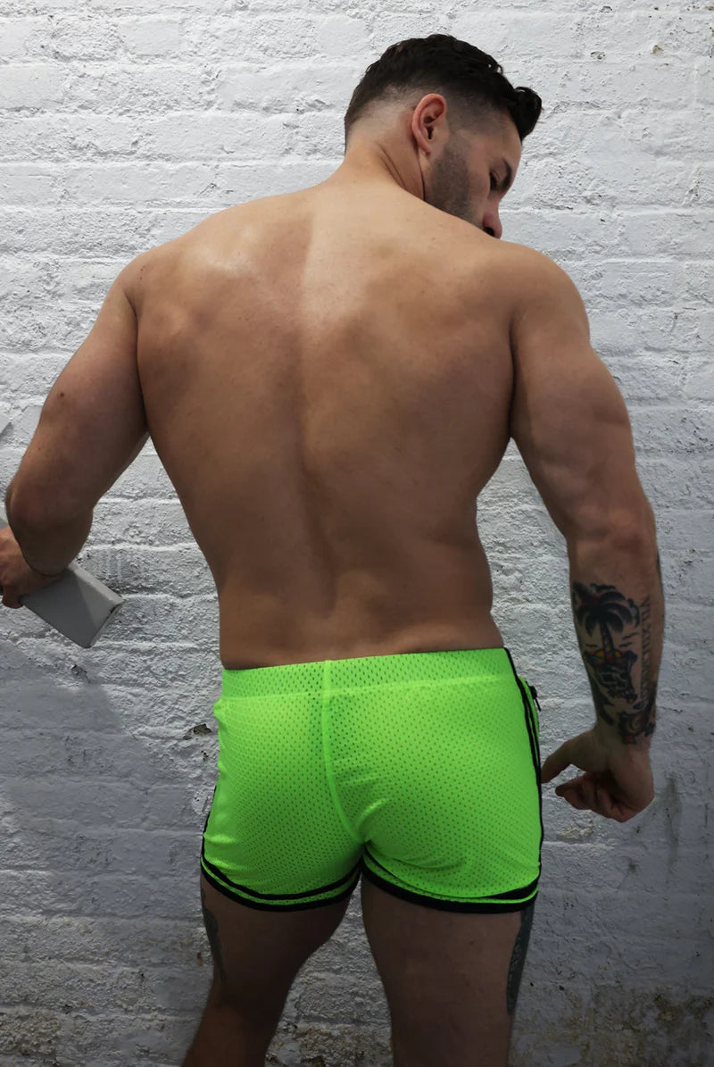BREEDWELL Remix Circuit Shorts 2.0 Zip Pockets Swimwear Neon Green 23