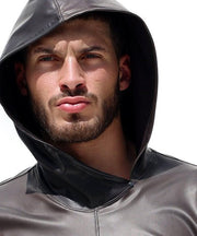 RUFSKIN Cropped Top Long Sleeve Hoodie BUSBY Brown Hue Black Ram Head Rivet