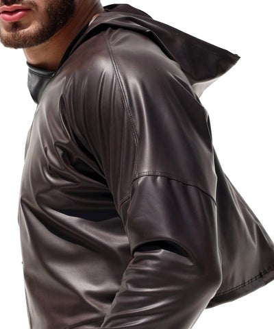 RUFSKIN Cropped Top Long Sleeve Hoodie BUSBY Brown Hue Black Ram Head Rivet