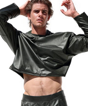 RUFSKIN Cropped Top Long Sleeve Hoodie BUSBY Salamander Black Ram Head Rivet