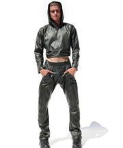 RUFSKIN Cropped Top Long Sleeve Hoodie BUSBY Salamander Black Ram Head Rivet