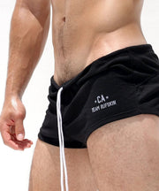 RUFSKIN Dimos Boxer Brief Lounge Shorts Rayon Ribbed Knitted Adjustable Black 741