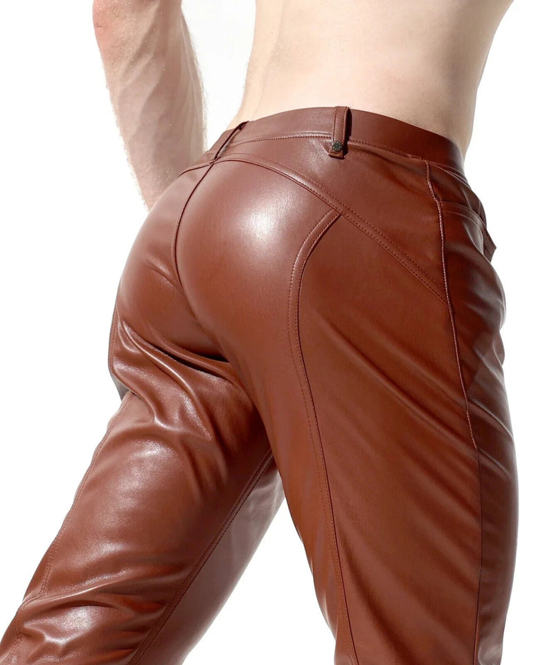 RUFSKIN Slim - Fit Straight - Leg Pant BRUNO Premium Leatherette Pants Brown Coniac2