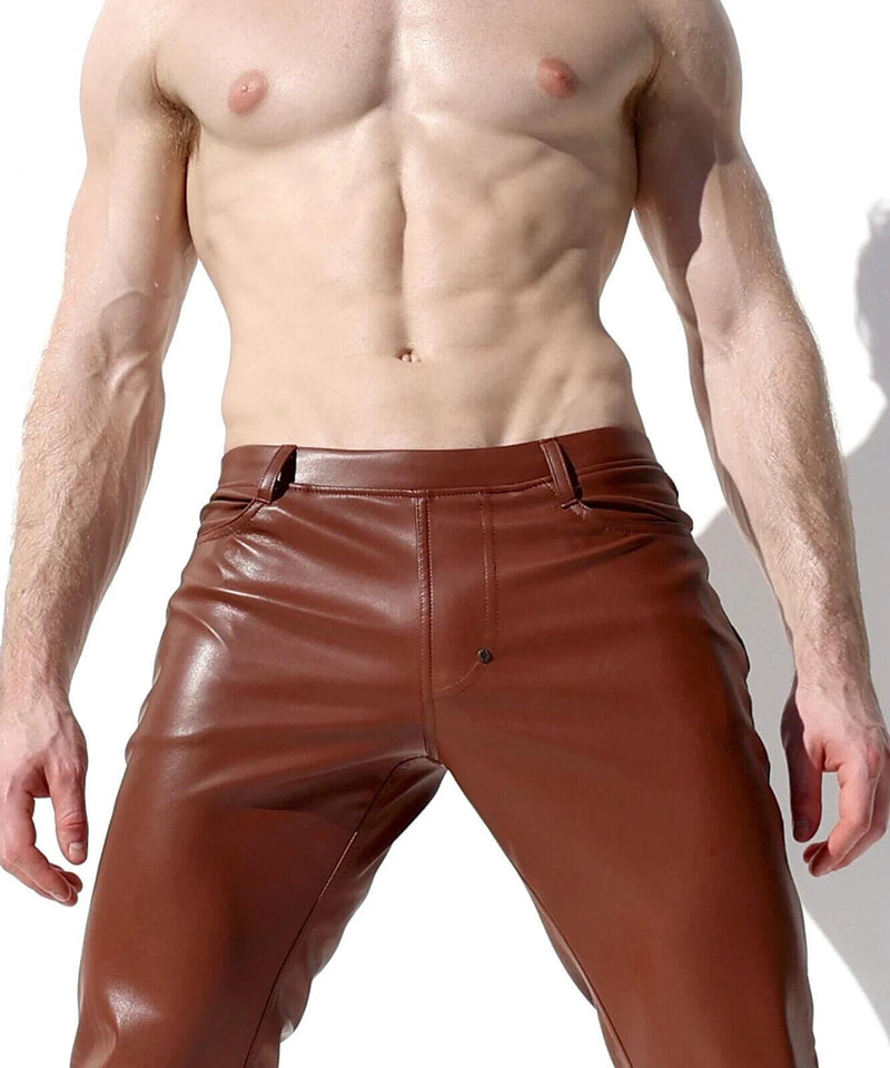RUFSKIN Slim - Fit Straight - Leg Pant BRUNO Premium Leatherette Pants Brown Coniac1