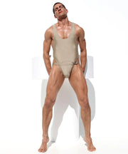 RUFSKIN Swimwear BASILE Swim - Brief Bodysuit Singlet Chrome Buckle in Gold 735