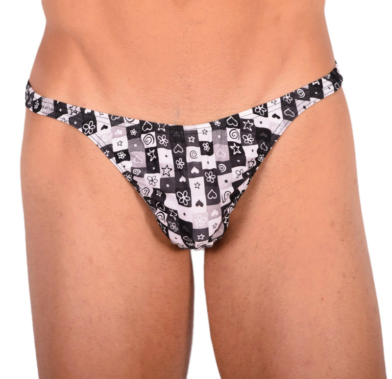 S SMU Sensual Black and White Thong 33730 MX151