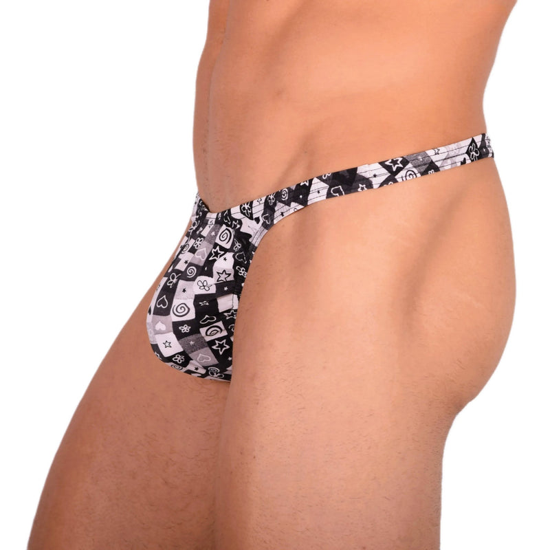 S SMU Sensual Black and White Thong 33730 MX152