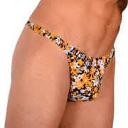 S SMU Sensual Floral Explosion Black and Yellow Thong 33697 MX153