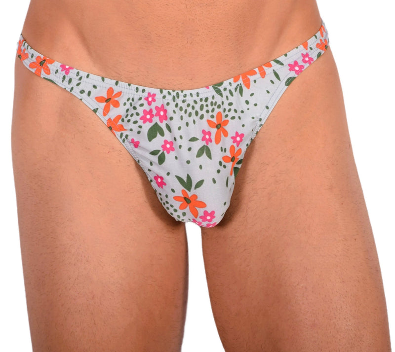S SMU Sensual Floral Explosion Blue Thong 33686 MX152