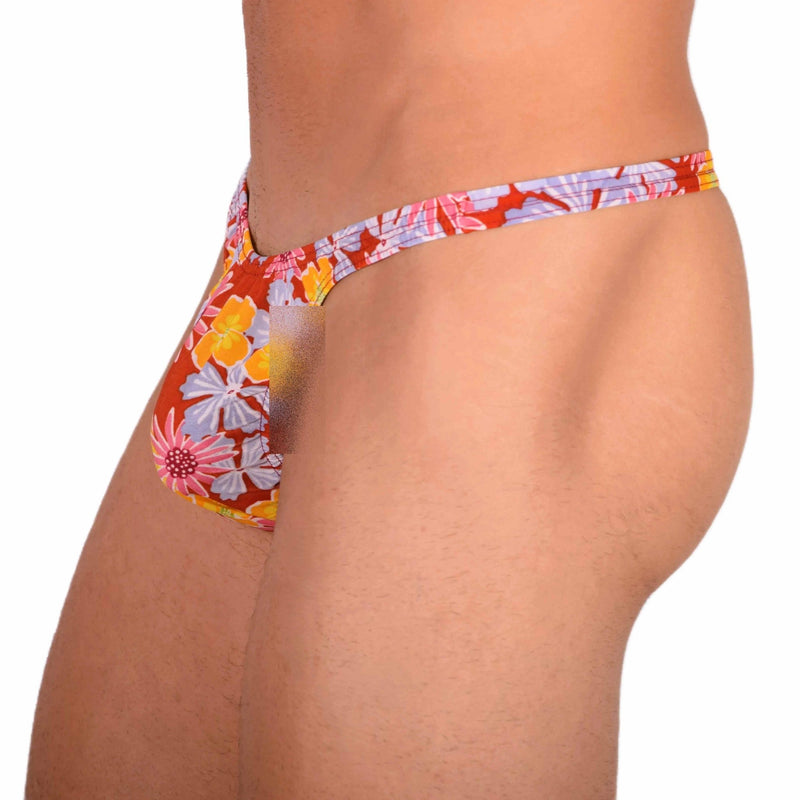 S SMU Sensual Floral Explosion Red Thong 33685 MX153