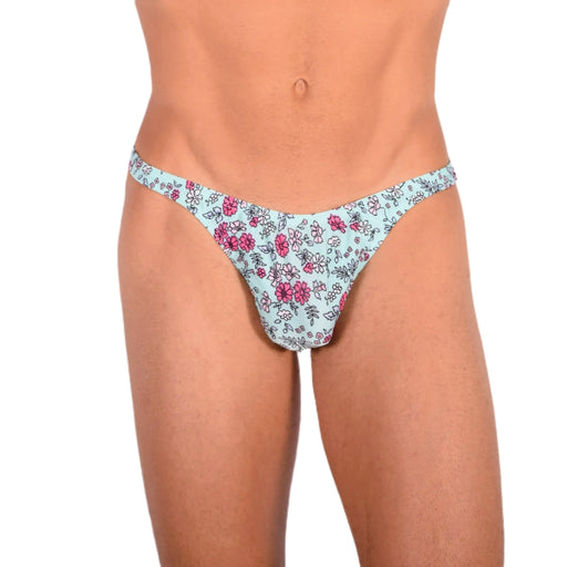 S SMU Sensual Floral Explosion Turquoise Thong 33681 MX151