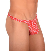 S SMU Sensual Floral Red White Thong 33695 MX155