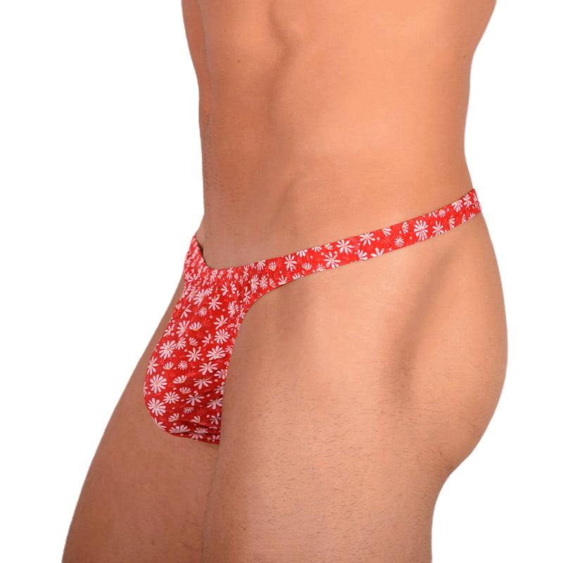 S SMU Sensual Floral Red White Thong 33695 MX152