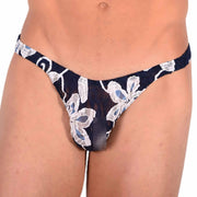S SMU Sensual Thong White/Dark Blue Floral 33587 MX135