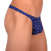S SMU Sexy Blue Flowers Thong 33728 MX154