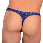 S SMU Sexy Blue Flowers Thong 33728 MX153
