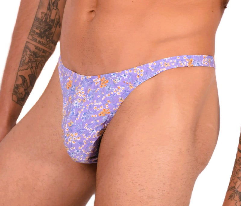 S SMU Sexy Purple Floral Explosion Thong 33648 MX142