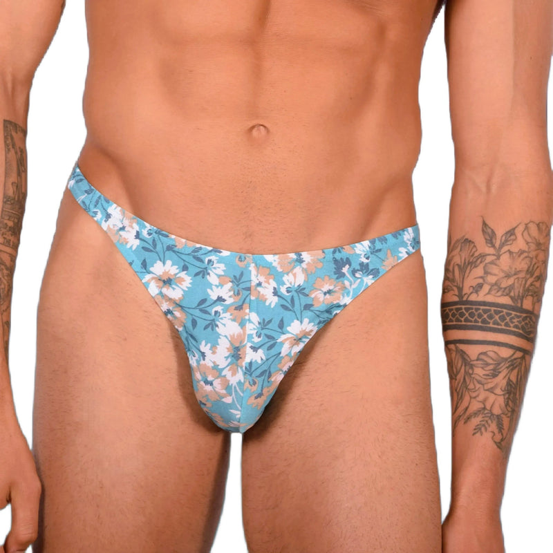 S SMU Sexy Turquoise Floral Explosion Thong 33654 MX144