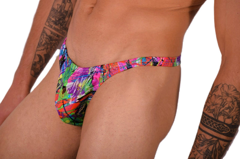 S/M SMU Mens Underwear Thong Brilliant Splash 33348 MX11