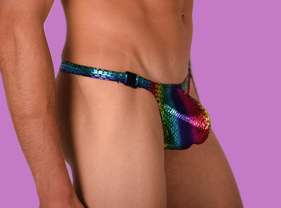 S/M SMU Mens Thong Underwear Snaps Flashy 33422 MX11