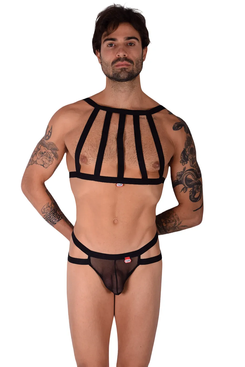 PIKANTE Set Kit ARNESS Combo Elastic Harness & Thongs Personality Black 0331 3