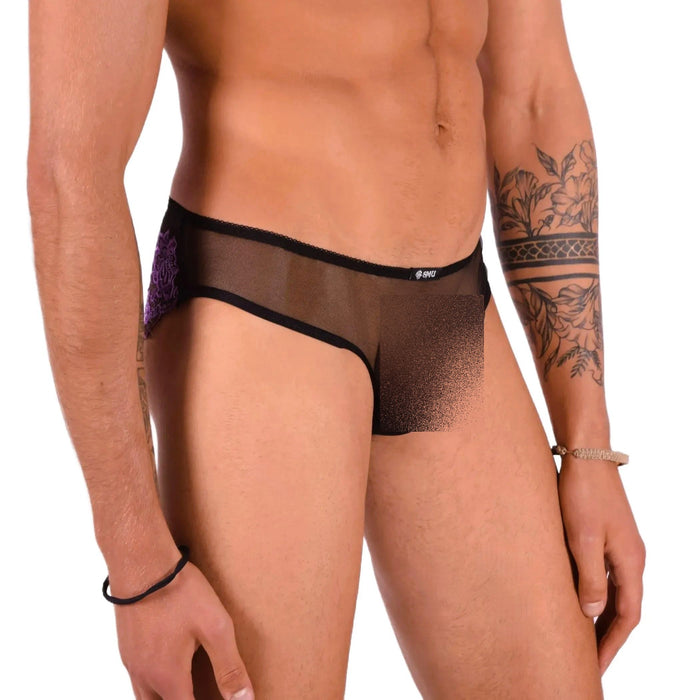 XS SMU Aristocrat C-Thru Lace Brief Black/Pink 33608 MX14