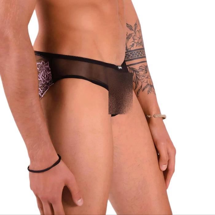 XS SMU Aristocrat C-Thru Lace Brief Black/Purple 33609 MX14