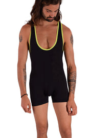 Sexy men fashion sheer Body suit sensual singlet Underwear BLACK  F2001 14B