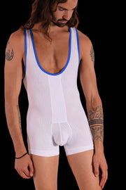 Sexy men fashion sheer Body suit sensual singlet Underwear WHITE  F2001 14C