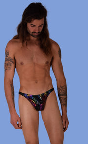 S/M SMU Mens Dancing Thong Underwear Flash Print 33443 MX114