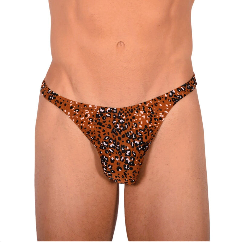S/M SMU Tanning Sheer Wildlife Brown Thong MX19 339841