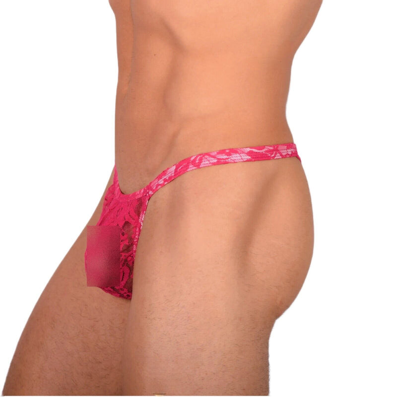 S/M SMU Tanning Walking around sheer C - Thru Pink Thong MX19 339902