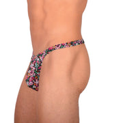 S/M SMU Tanning Walking around sheer Floral Thong MX19 339812