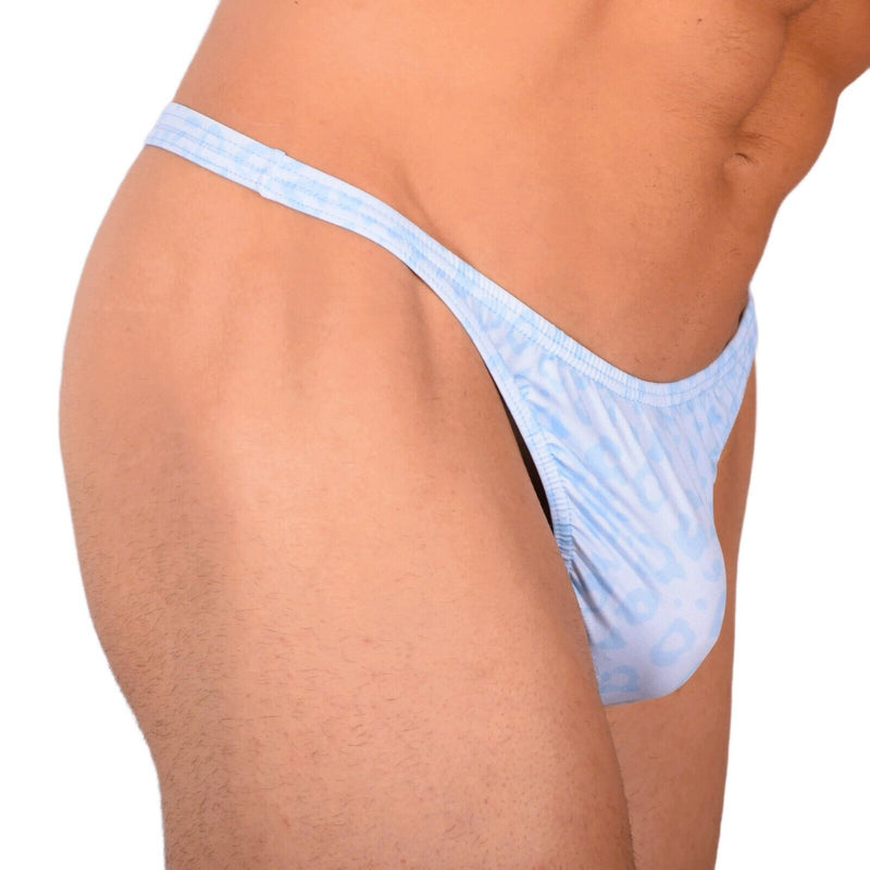 S/M SMU Tanning Walking around sheer Light Blue Wildlife Thong MX19 340145