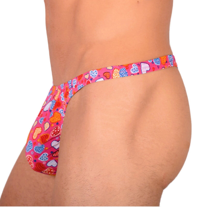 S/M SMU Tanning Walking around sheer Pink Hearts Thong MX19 339872