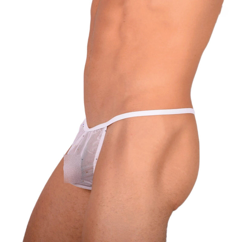 S/M SMU Tanning Walking around sheer White C - Thru Thong MX19 340062