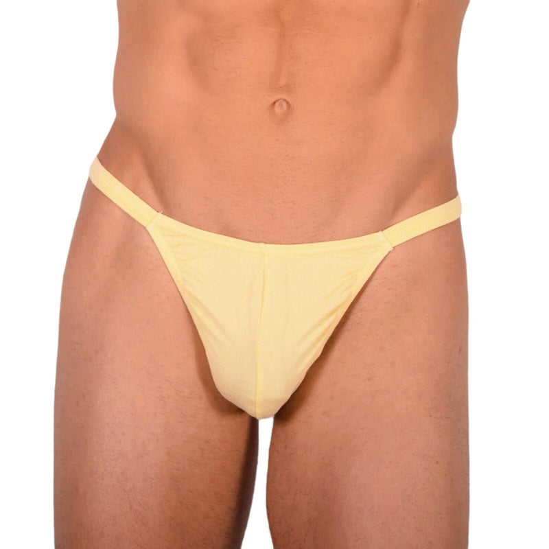S/M SMU Tanning Walking around sheer Yellow Thong MX19 340011